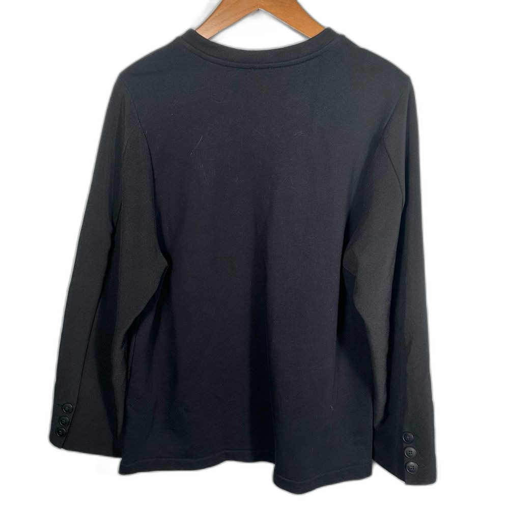 Zara Black Three-Button Long Sleeve Blouse Top Size Medium Minimalist Office - Picture 2 of 14